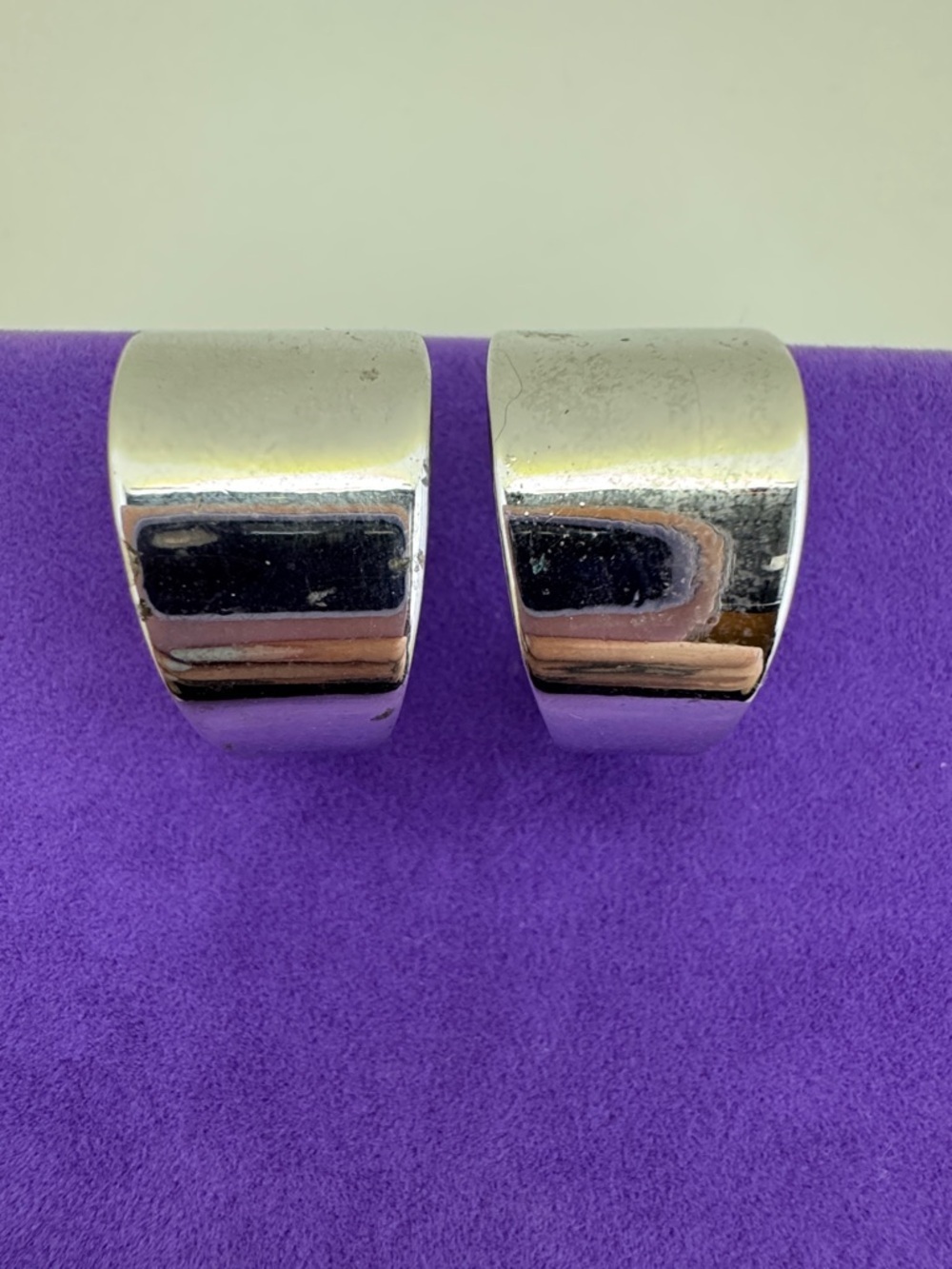 💛 Vintage Nina Ricci Wide Chunky Silver Hoop Earrings | Designer Clip On